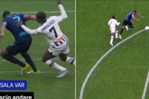 国米1-1亚特兰大VAR录音:没踢到邓弗里斯 弗拉泰西倒地接触轻微