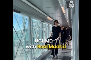 皇马官推晒曼市第一天：出发→抵达→赛前发布会→赛前训练