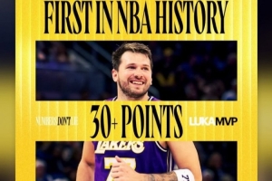 东契奇九连胜场场30+&历史NBA首人 詹姆斯转发祝贺