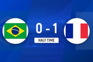 半场-法国暂1-0巴西 姆巴佩单刀破门登贝莱助攻马丁内利造险