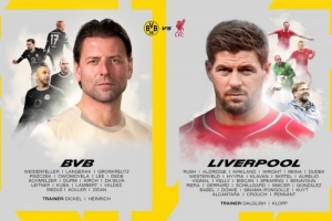 利物浦VS多特传奇赛大名单:杰拉德、库巴领衔,李荣杓、拉什在列